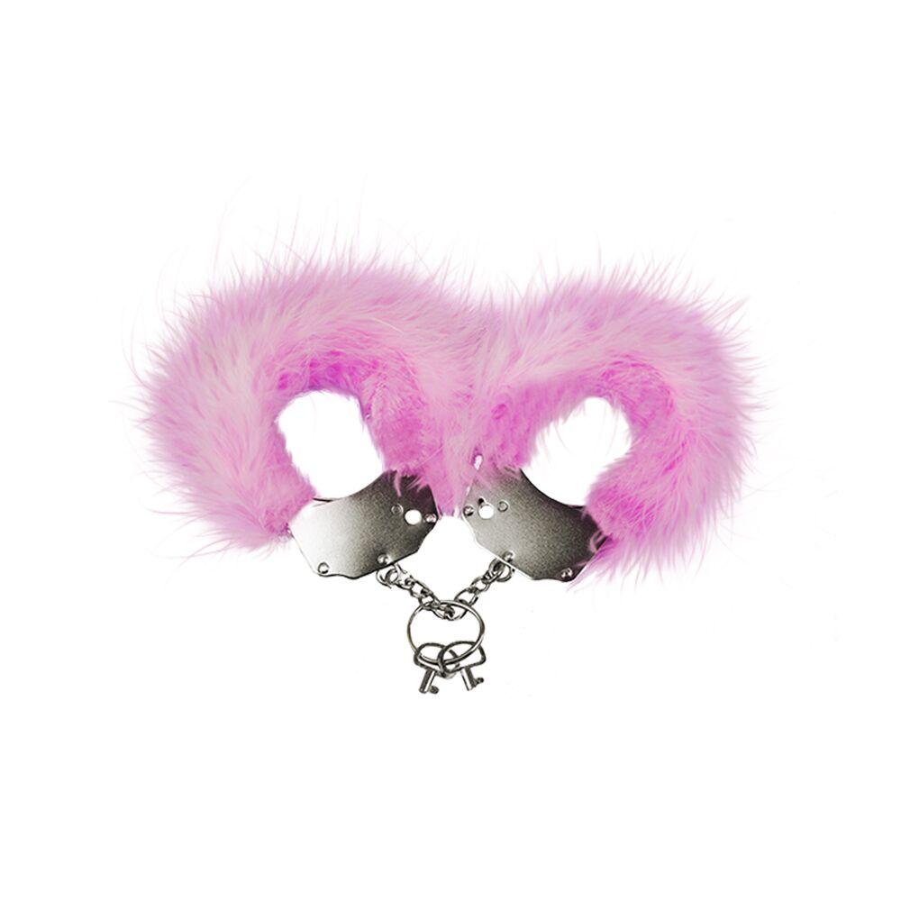 Металеві Наручники з рожевою обробкою Adrien Lastic Handcuffs Pink