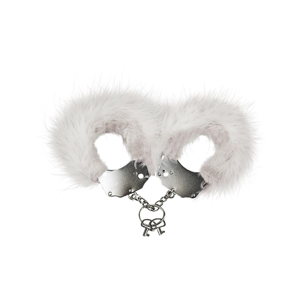 Металеві Наручники з білою обробкою Adrien Lastic Handcuffs White, фото 1