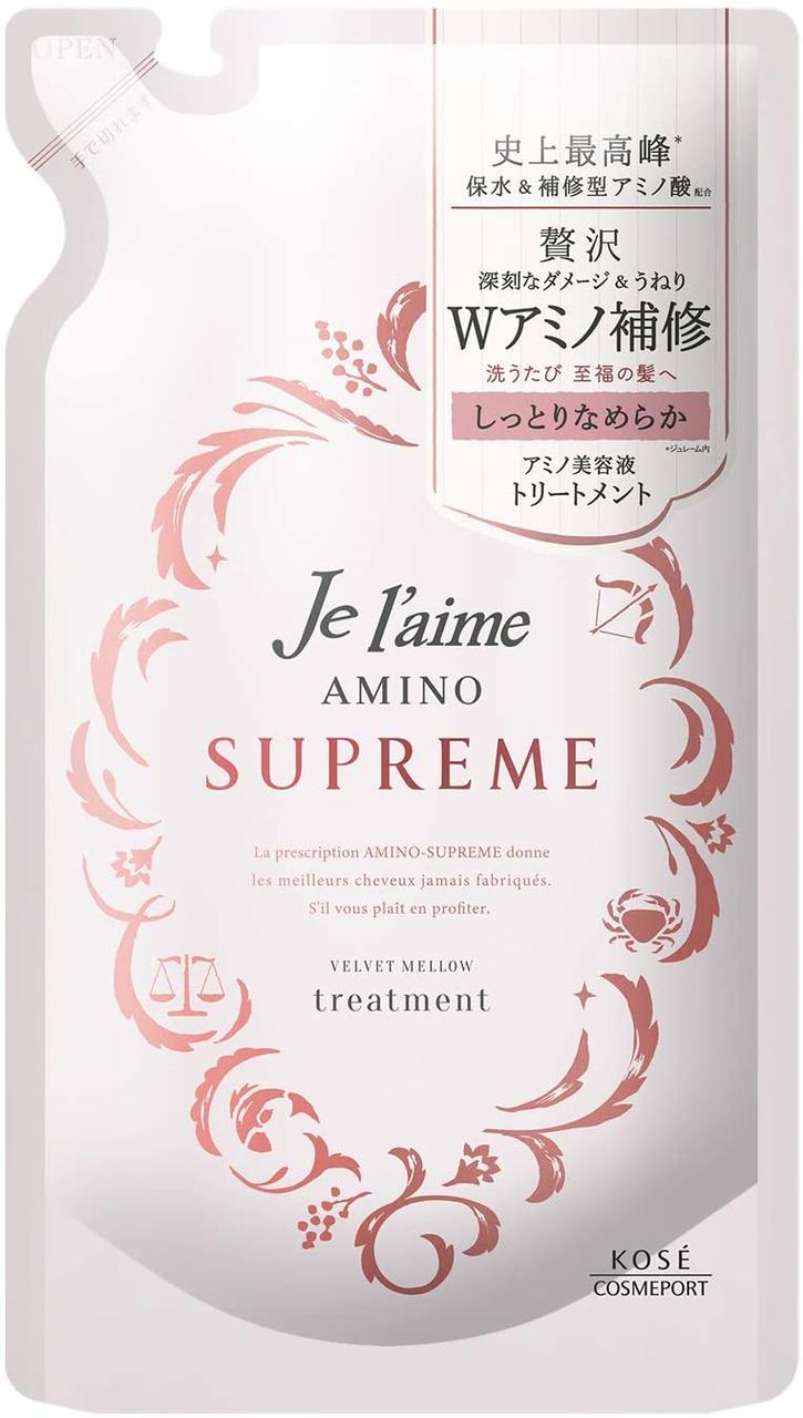 KOSE Jureme Amino Supreme Treatment Velvet Mellow Зволожуючий кондиціонер для гладкості волосся, поповнення 350 мл