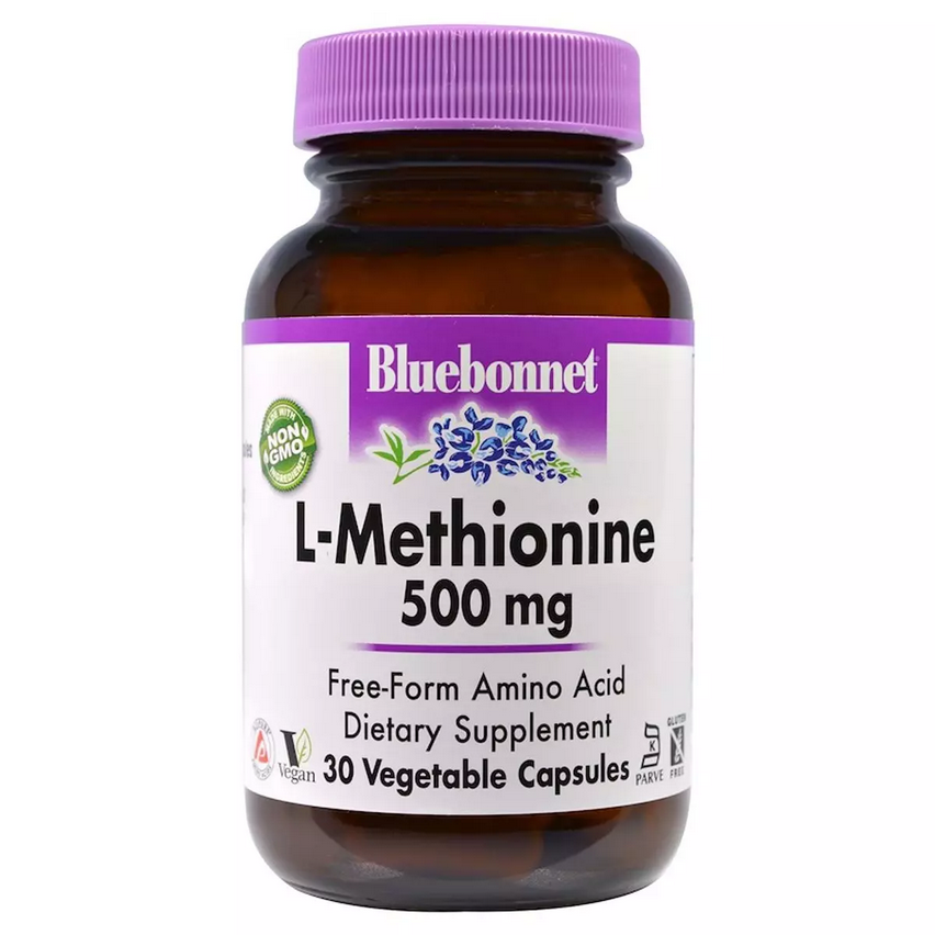 L-Метіон 500 мг, Bluebonnet Nutriion, 30 гелевих капсул
