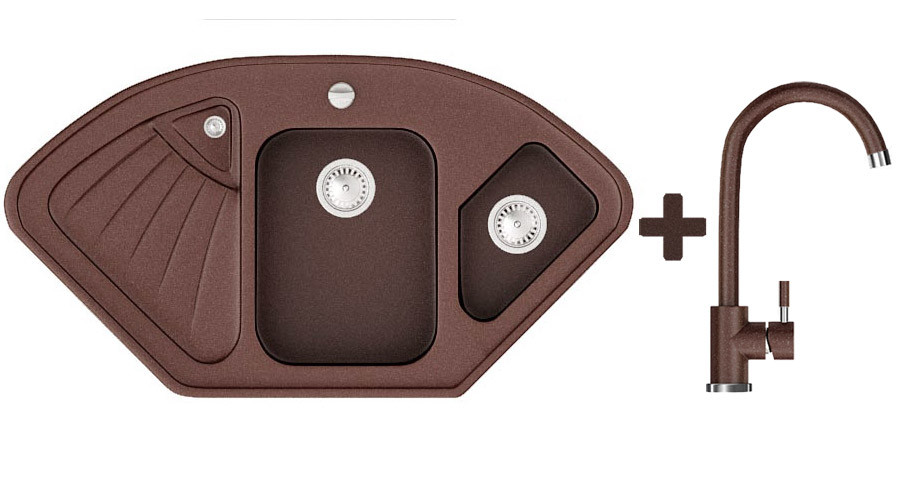 Комплект: мийка гранітна ASKANIA DELTA Коричневий+ Кран