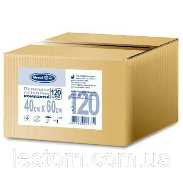Пелюшка компакт 40см х 60см, 120 шт/ящ, Білосніжка
