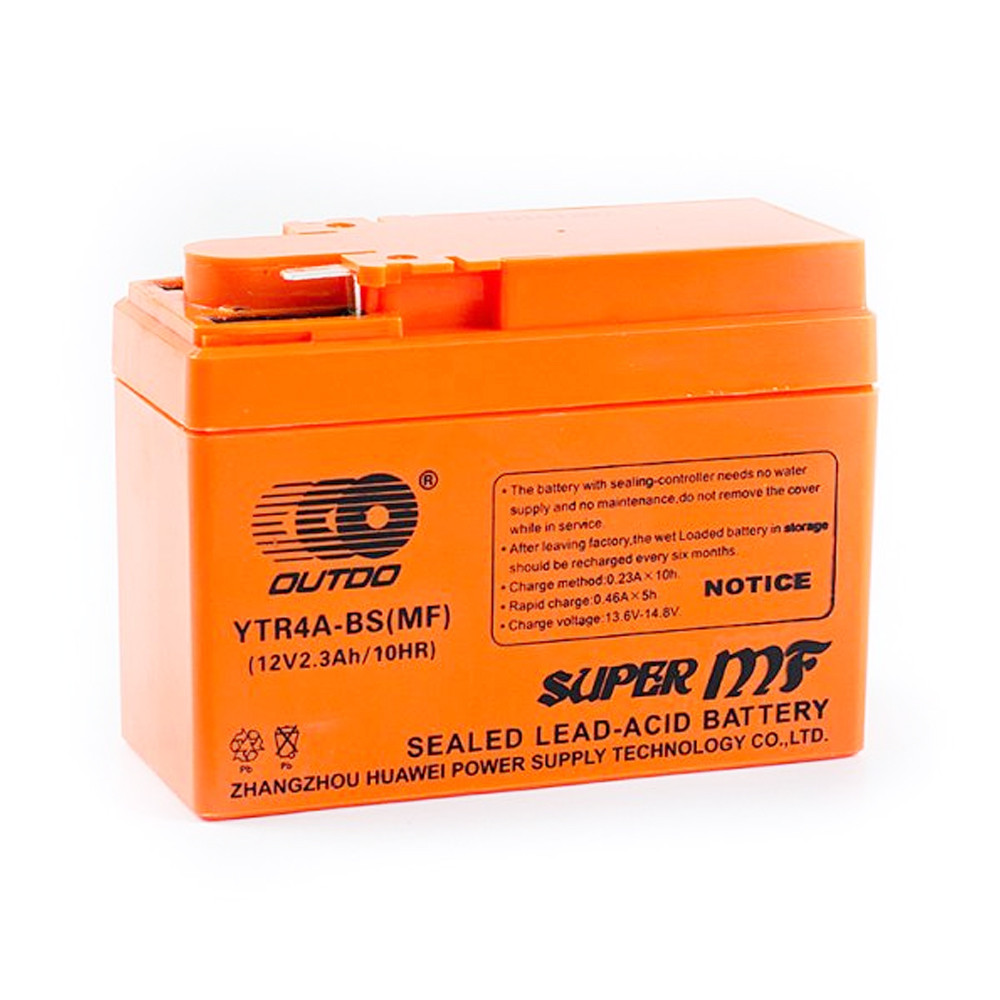 Мотоакумулятор OUTDO YTR4A-BS GEL, 12 V 2.3 Ah (113 х 48 х 85), Orange, Q20, фото 1