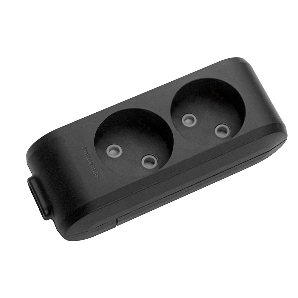 Колодка Panasonic X-tendia 2 гнізда, із захисними шторками, чорна, фото 1
