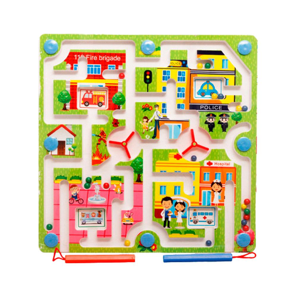 Игрушка-лабиринт "Транспорт" на деревянной доске с магнитными шариками ...