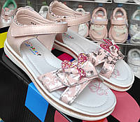 Босоніжки сандалії для дівчинки рожеві з п'ятою, супінатор 2631 (19,5) Зайці