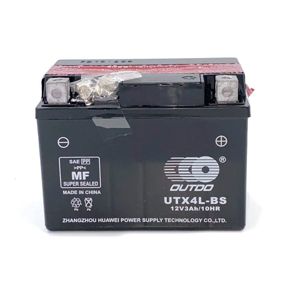 Мотоаккумулятор AGM OUTDO UTX4L-BS, 12V 3Ah (113 х 70 х 85), Black, Q8, фото 1