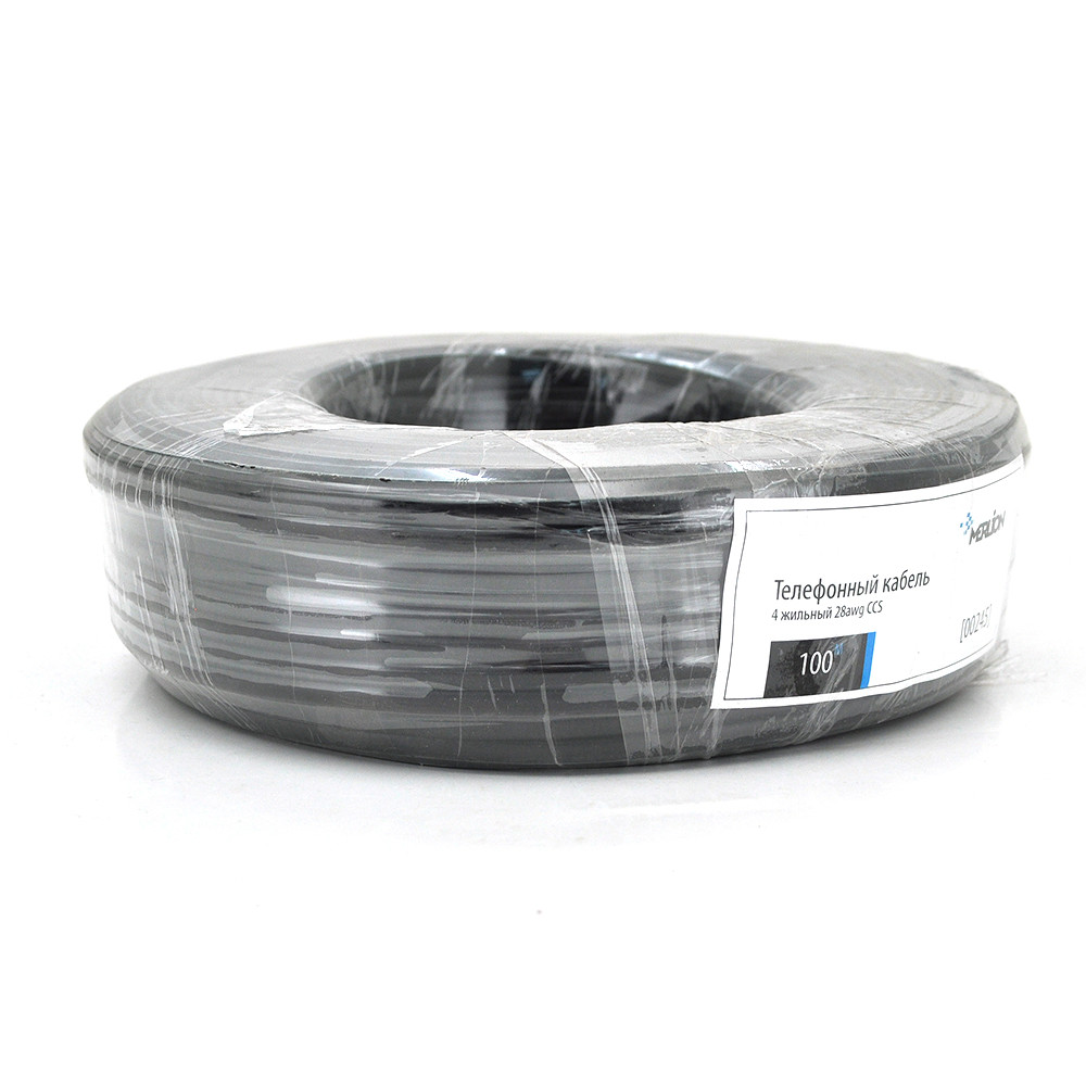 Телефонный Кабель Merlion 4 Жильный 28awg CCS, Моножильный, Круглый ...