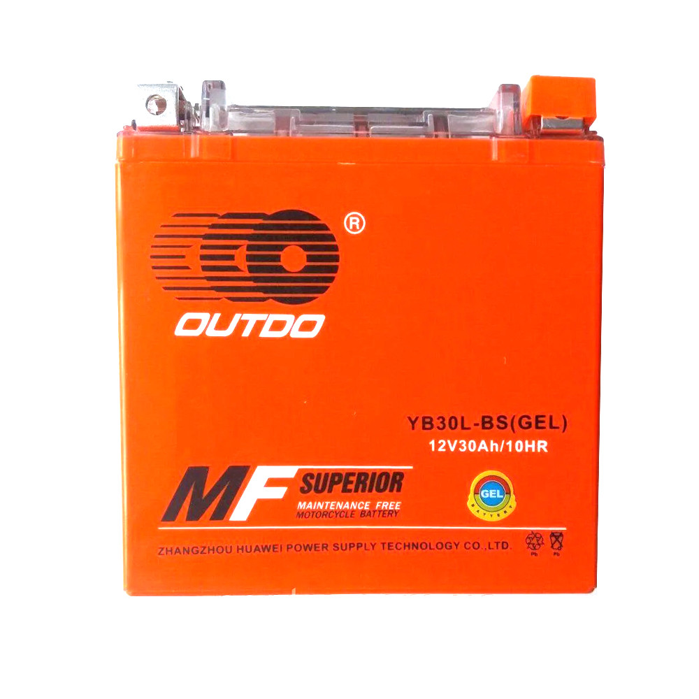 Мотоаккумулятор OUTDO YB 30L-BS GEL, 12V 30Ah (166 х 126 х 176), Orange, Q2, фото 1