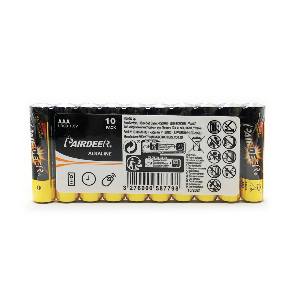 Батарейки AAA (LR03) Pairdeer Alkaline (10шт.)
