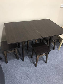 Стіл кухонний розкладний + 4 табурета на дерев'яних ніжках