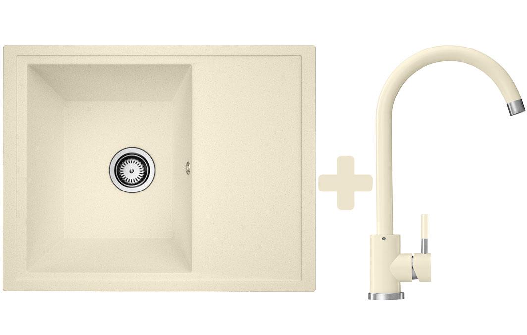 Комплект: мийка гранітна ASKANIA TERA Бежевий + Кран