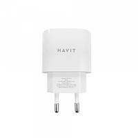 Быстрое Сетевое зарядное устройство Havit HV-UC1016 PD 20W USB-C/3A White