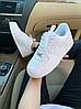 Жіночі чоловічі кросівки Nike Air Force 1’07 White One взуття Найк Аїр Форси низькі білі шкіряні, фото 3