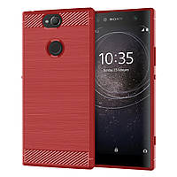 Накладка Lenuo Carbon Fiber для Sony Xperia XA2 Plus H4413 Red