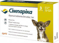 Жевательные таблетки Симпарика против блох и клещей для собак