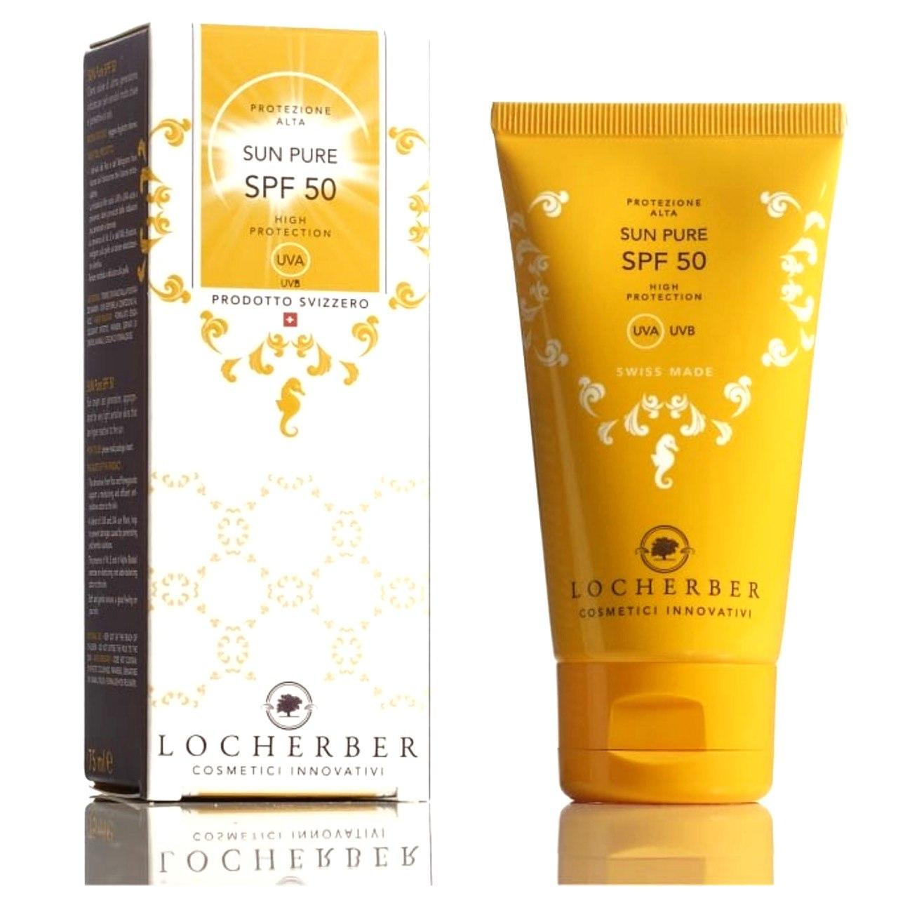 Сонцезахисний, натуральний крем SPF 50 і вітаміном Е для обличчя, шиї та зони декольте Sun Pure Locherber