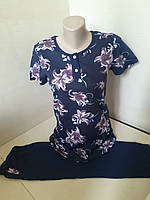 Летняя женская пижама футболка бриджи размеры р. 44 46 48 50