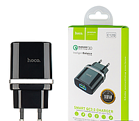 Зарядное устройство для телефона Hoco C12Q быстрая зарядка PD 18 Вт QC 3.0 черная