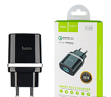 Зарядний пристрій для телефона Hoco C12Q швидке заряджання PD 18 Вт QC 3.0 чорний