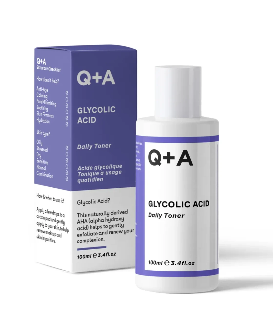 Тонер для обличчя з гліколевою кислотою Q+A Glycolic Acid Daily Toner