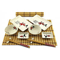 Сервиз для суши "Птица на ветке сакуры" (2 персоны)(39х27,5х5,5 см)