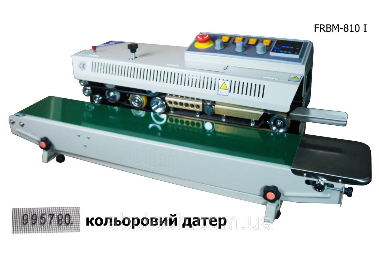 Роликовий зварювач з кольоровим датаром FRBM-810I Горизонтальний конвеєрний зварювач пакетів 80см Шов 10 мм, фото 1