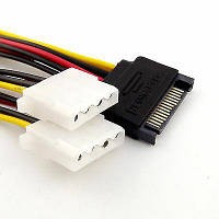 Кабель живлення внутрішній Lucom MoleX-SATA 15p F/M (2xMolex) (25.02.5179) MB MS