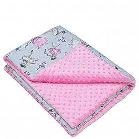 Плед дитячий з плюшем Minky 90х80 "Балерини" (600014) Утеплений плед у коляску для новонародженого