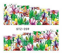 Слайдер дизайн, водные наклейки на ногти для маникюра STZ 259 цветы