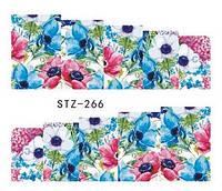 Слайдер дизайн, водные наклейки на ногти для маникюра STZ 266 цветы