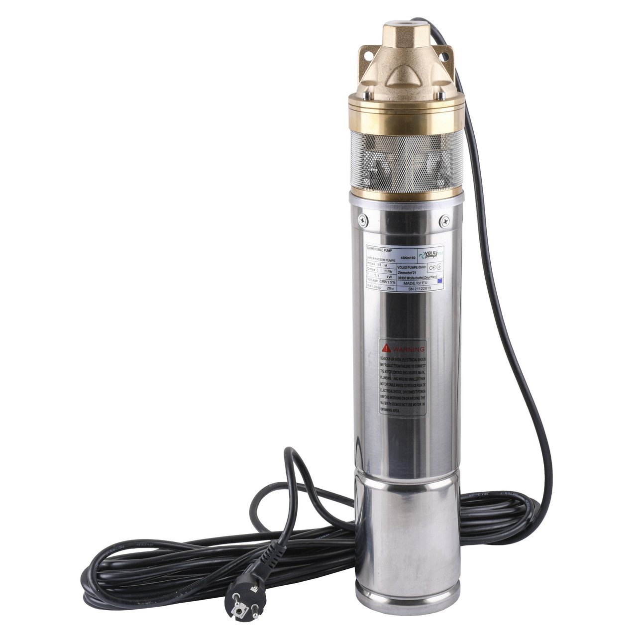 Насос свердловинний вихровий VOLKS pumpe PM 4SKm150 1,1 кВт + кабель 10 м