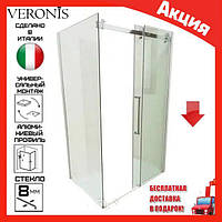 Прямокутна душова кабіна без піддону 120х80 см Veronis KN-8-18 з одного розсувними дверима (права)