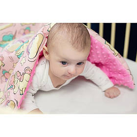 Плед дитячий з плюшем Minky 100х150 "Єдинороги" (600015) Утеплений плед у ліжечко новонародженому