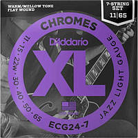 Струны D'Addario ECG24-7 Chromes Flat Wound Jazz Light 7-String 11-65