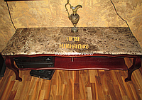 Столик из коричневого мрамора Emperador Dark, фигурные мраморные столы и консоли на заказ