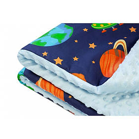 Плед дитячий з плюшем Minky 100x150 "Космос" (600017) Утеплений плед в ліжечко новонародженому