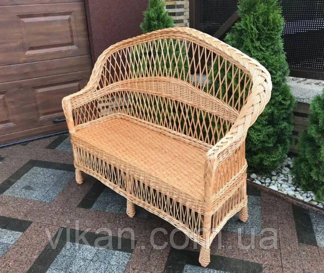 Диван садовий плетений із лози на 2 персони (довжина 135 см)