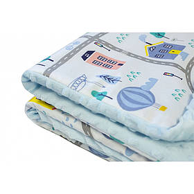 Плед дитячий з плюшем Minky 100х150 "Машинки" (600018) Утеплений плед у ліжечко новонародженому