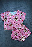 Жіноча піжама укорочена футболка+шорти (р.42-50) з принтом "Ведмедики" в різних кольорах, фото 9