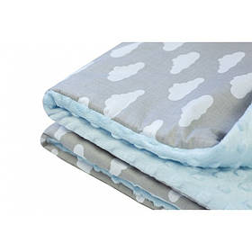 Плед дитячий з плюшем Minky 90х80 "Облака" (600019) Утеплений плед у коляску для новонародженого