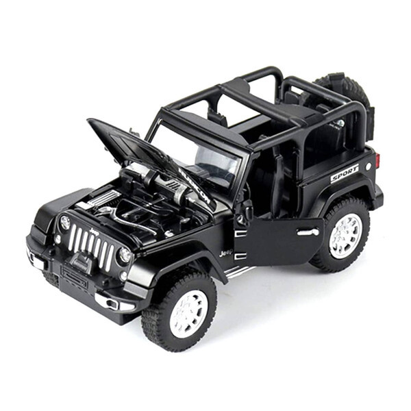 Джип Jeep Wrangler Rubicon машинка детская металлическая коллекционная моделька игрушка 15 см Черный (59475)