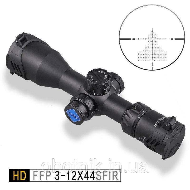 Оптичний приціл Discovery HD 3-12X44 FFP SF Compact із сіткою MilQuad і підсвіткою