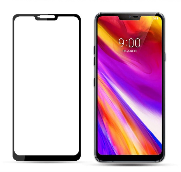 Захисне скло 5D ПОВНИЙ КЛЕЙ для LG G7 чорне на весь екран