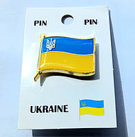 Значок флаг Украины , металл , 25х23 мм.