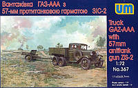 Сборная модель Грузовик ГАЗ-ААА с противотанковой 57 мм пушкой ЗИС-2 1:72 Unimodels (367)
