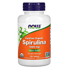 Органічна спіруліна NOW Foods "Certified Organic Spirulina" подвійна концентрація, 1000 мг (120 таблеток)