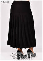 Женская расклешенная юбка. Юбка больших размеров. Цвет черный. Р-ры: 50\52\54\56\58\60\62\64\66\68