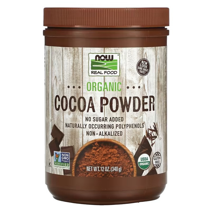 Органічний какао-порошок NOW Foods, Cocoa Lovers "Organic Cacao Powder" натуральний шоколад (340 г)