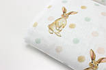 Муслін жатий цифровий друк "Кролики з кольоровим горохом" на білому тлі № МЦ 1-034, фото 9